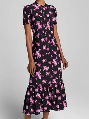 A.L.C Dylan Floral Print Silk Blend Crepe Dress Size 4